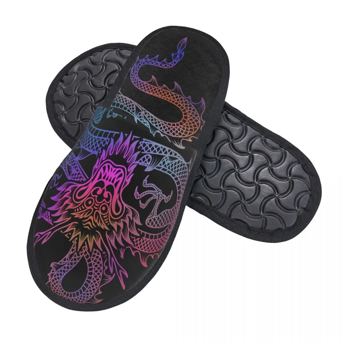 Custom Chinese Dragon Totem Soft Memory Foam House Slippers Women Tradition Asian Mythology Cozy Warm Anti-skid Sole Slipper