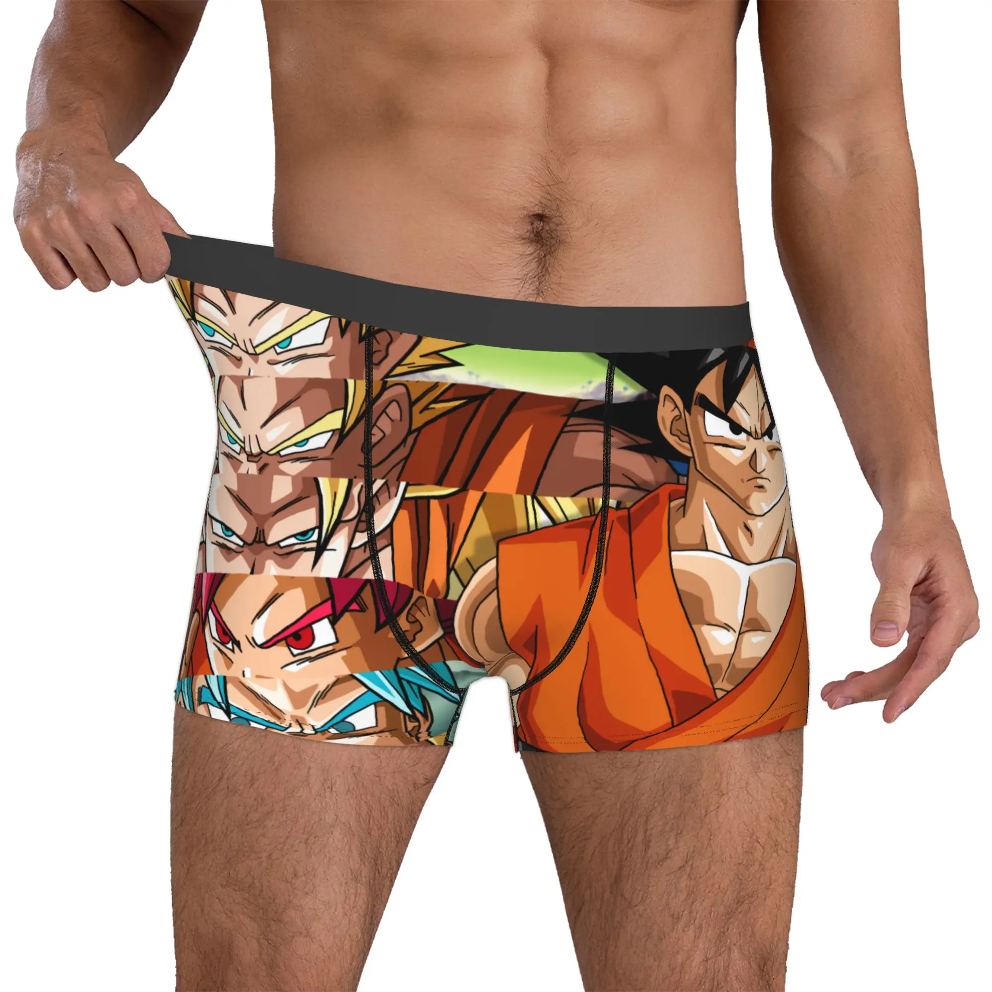 Benutzerdefinierte DBZ Goku Japan Comic Unterwäsche für Herren, atmungsaktive Comic-Boxershorts, weiche Unterhose für Herren