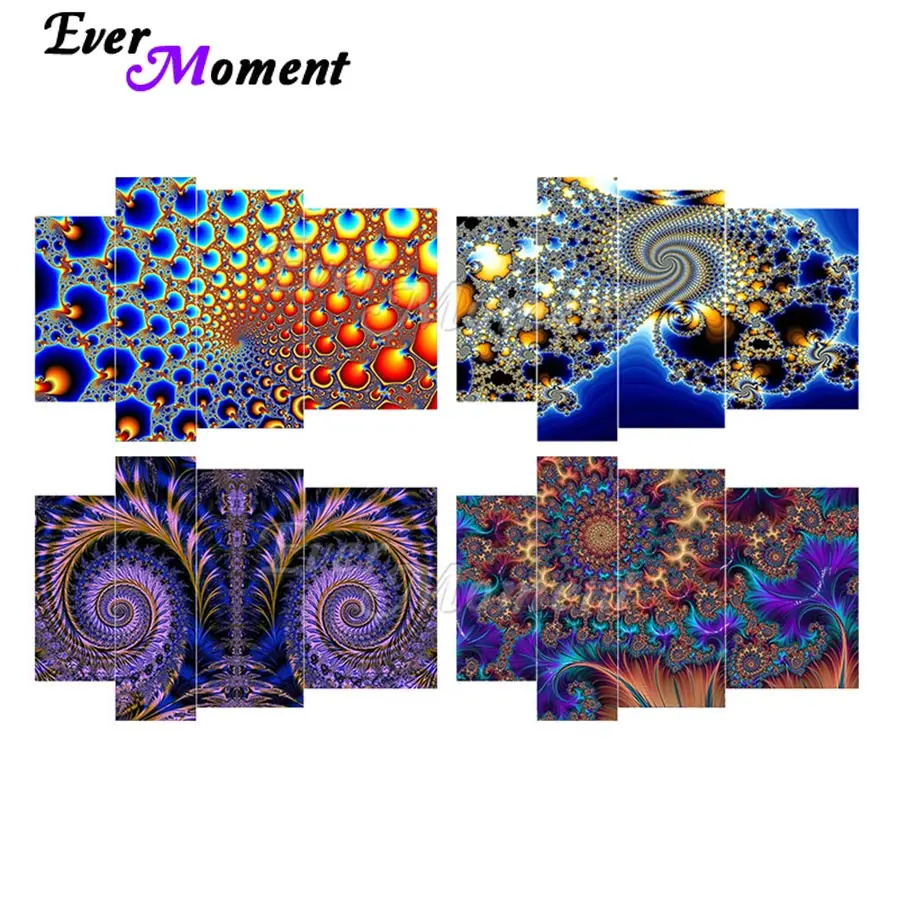

Алмазная картина Ever Moment, вышивка, 4 панели, роспись алмазами, настенное художественное украшение, наборы ручной работы, подарочная абстрактная картина 1M041
