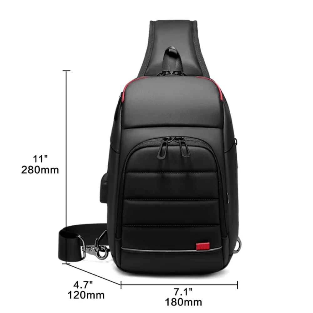 Men's Shoulder Bag High-capacity Multifunction Anti-theft Waterproof Male Crossbody Bags Casual Sling Chest Pack With USB Port