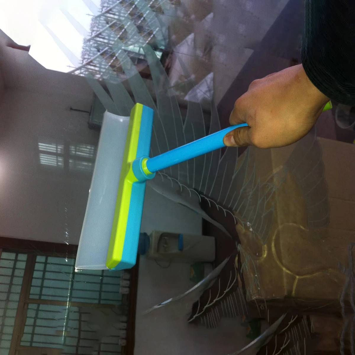 

T Bar Short Handle Silicone Window Glass Cleaning Squeegee Drying Water Blade For Home Bath Room