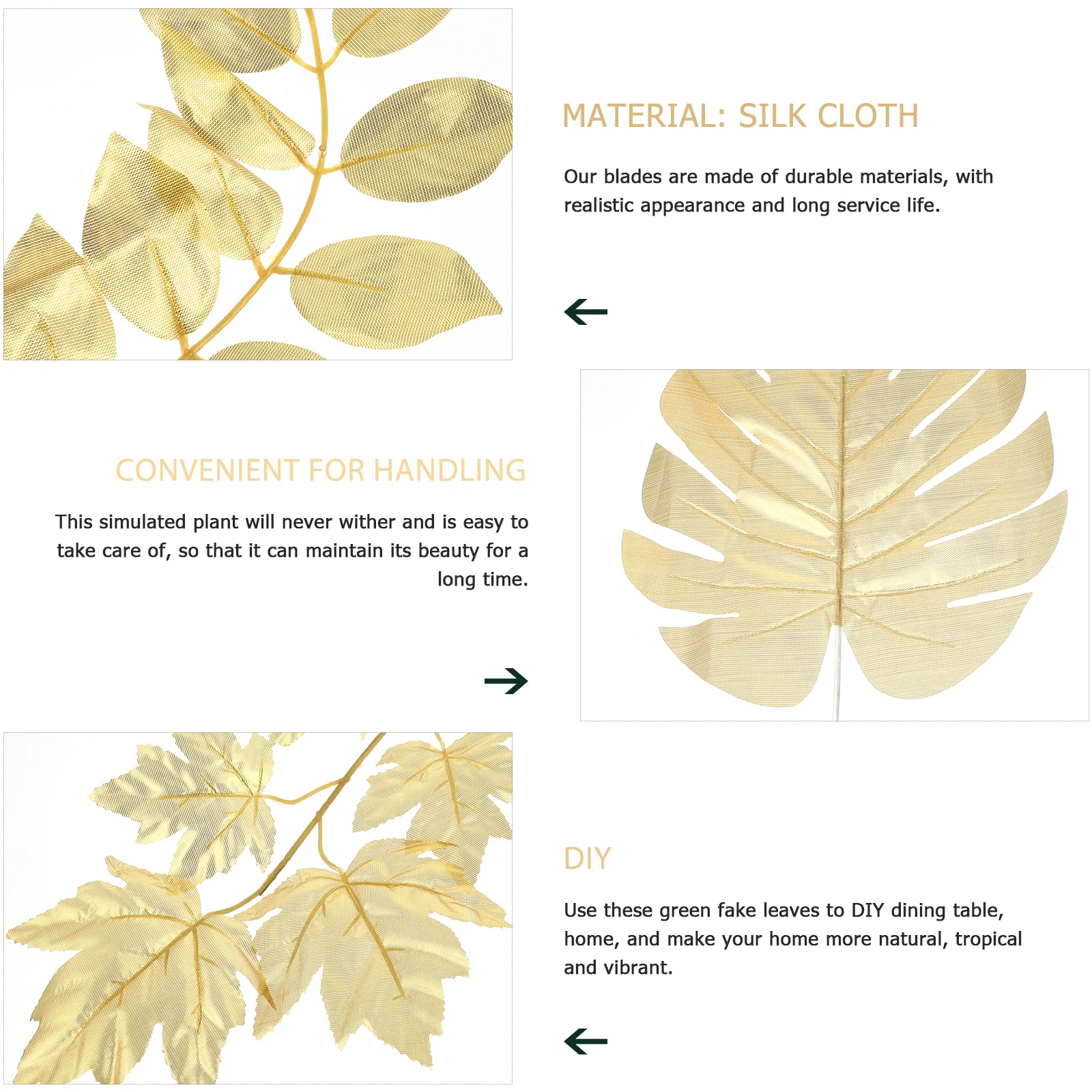 

30pcs Golden Artificial Leaves For Wedding Christmas Home Decor Diy Plant Arrangement Supplies Leaves Decor Artificial Plants