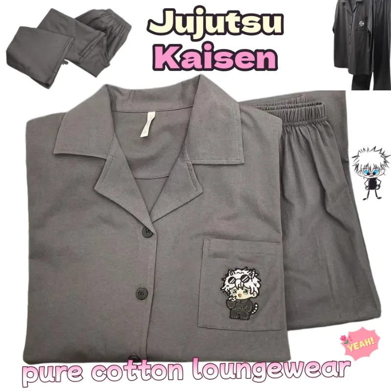 

Хлопковые пижамы для пар Jujutsu Kaisen, милые и модные, креативные, с мультяшными рисунками, с длинными рукавами, подарок на день рождения для друзей.