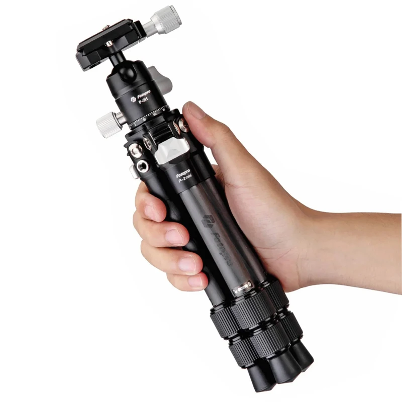 Fotopro P-2 Mini Carbon Fiber Tripod Lightweight Compact Travel Tripod with Ball Head for Camera