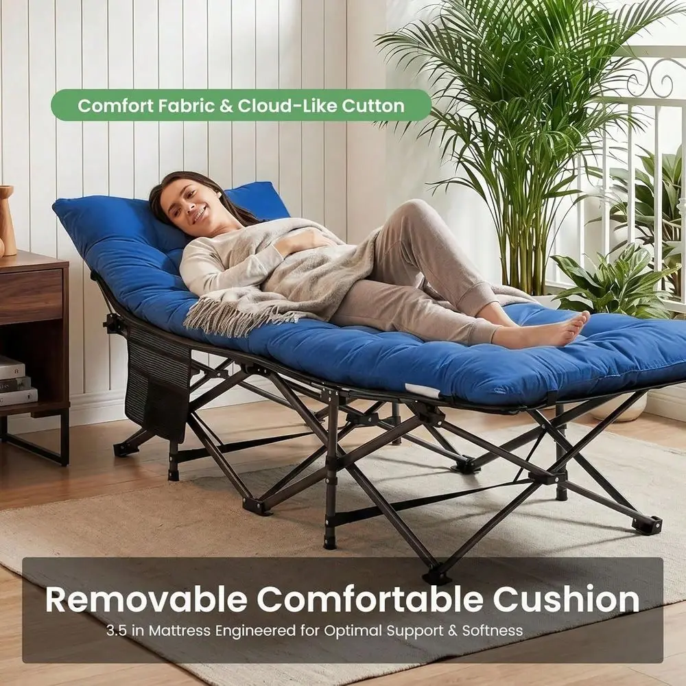 Camping Cot, Extra Wide Heavy Duty Sleeping Cots With Carry Bag, Double Layer Oxford Portable Travel Camp Cots For Home, Office
