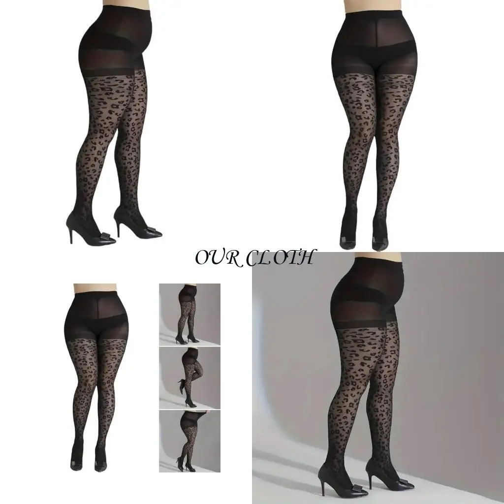 

Женщины большого размера леопардового рисунка шелковые колготки, чулки с высоким уровнем управления талией, видят через чистые