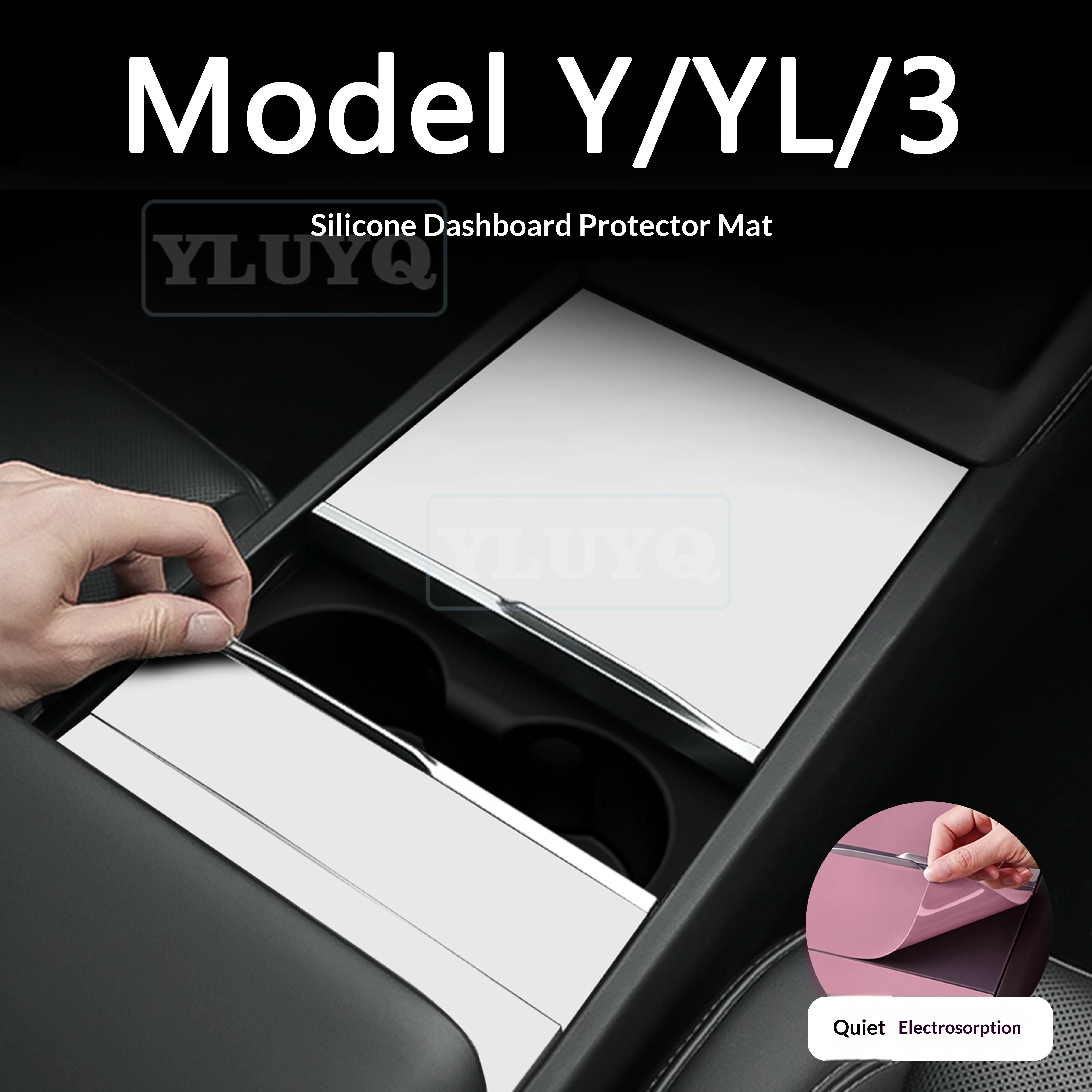 For Tesla Model Y 3 Center Console Silicone Mat Wireless Charging Pad Car Interior Accessories Decorative Anti-Static Sticker