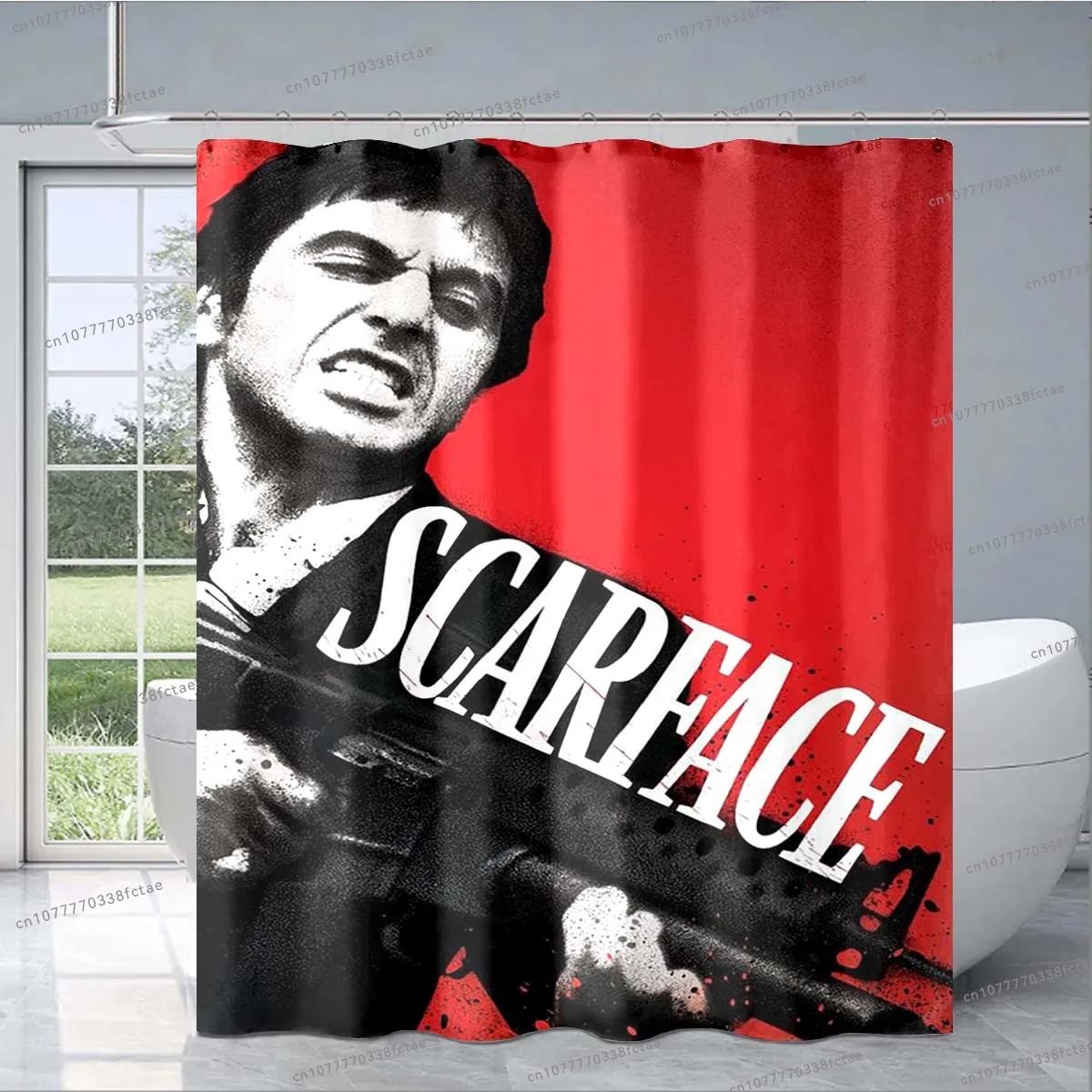 Movie Scarface Tony 3D Shower Curtain Retro Classic Horror Movie Shower Curtain Adult Bathroom Fashion Decorative Shower Curtain