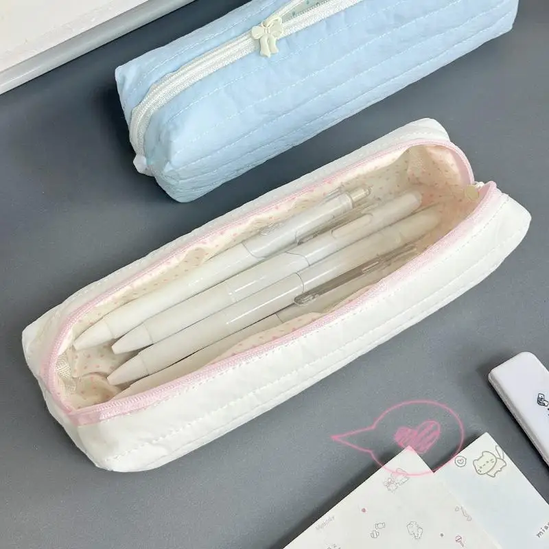 New Cream Color Pencil Case Multi-functional Large-capacity Pen Bag Stationery Organizer School Supplies
