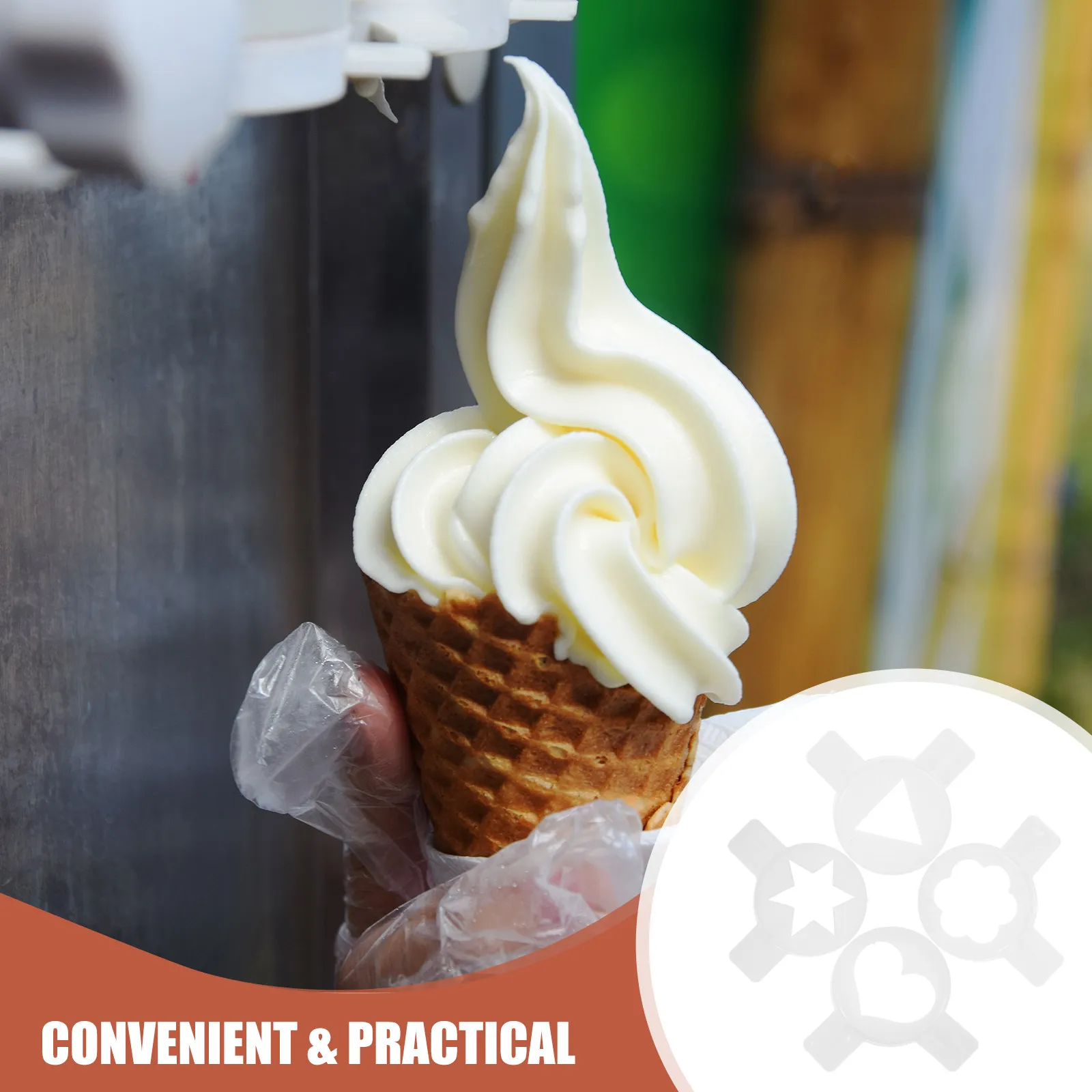 

4Pcs Ice Cream Machine Nozzles Plastic Geometric Shapes Easy Install Reusable Shaping Nozzles for Ice Cream Maker