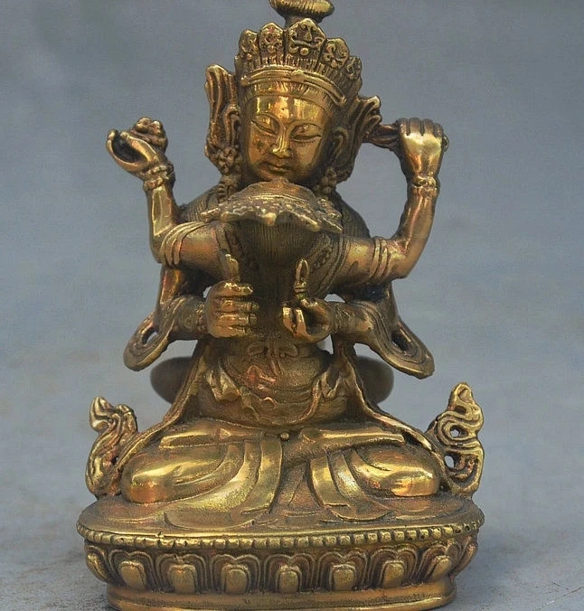 

4" Tibet buddhism Brass fane Sit Hevajra Happy Buddha Yamashina Yab-Yum statue