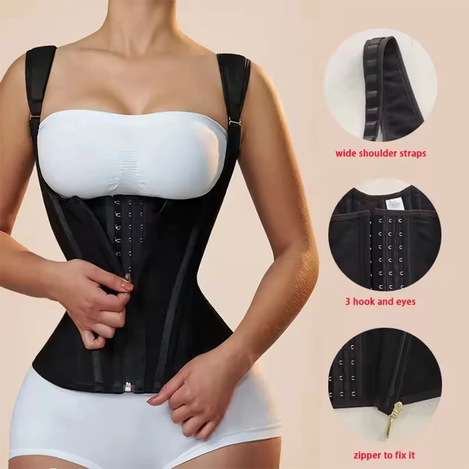 Fajas Girdles With Row Buckle Zipper Vest Postpartum Corset Waist Trainer Body Shaper For Women Sexy Shaping Curve Slimming Belt