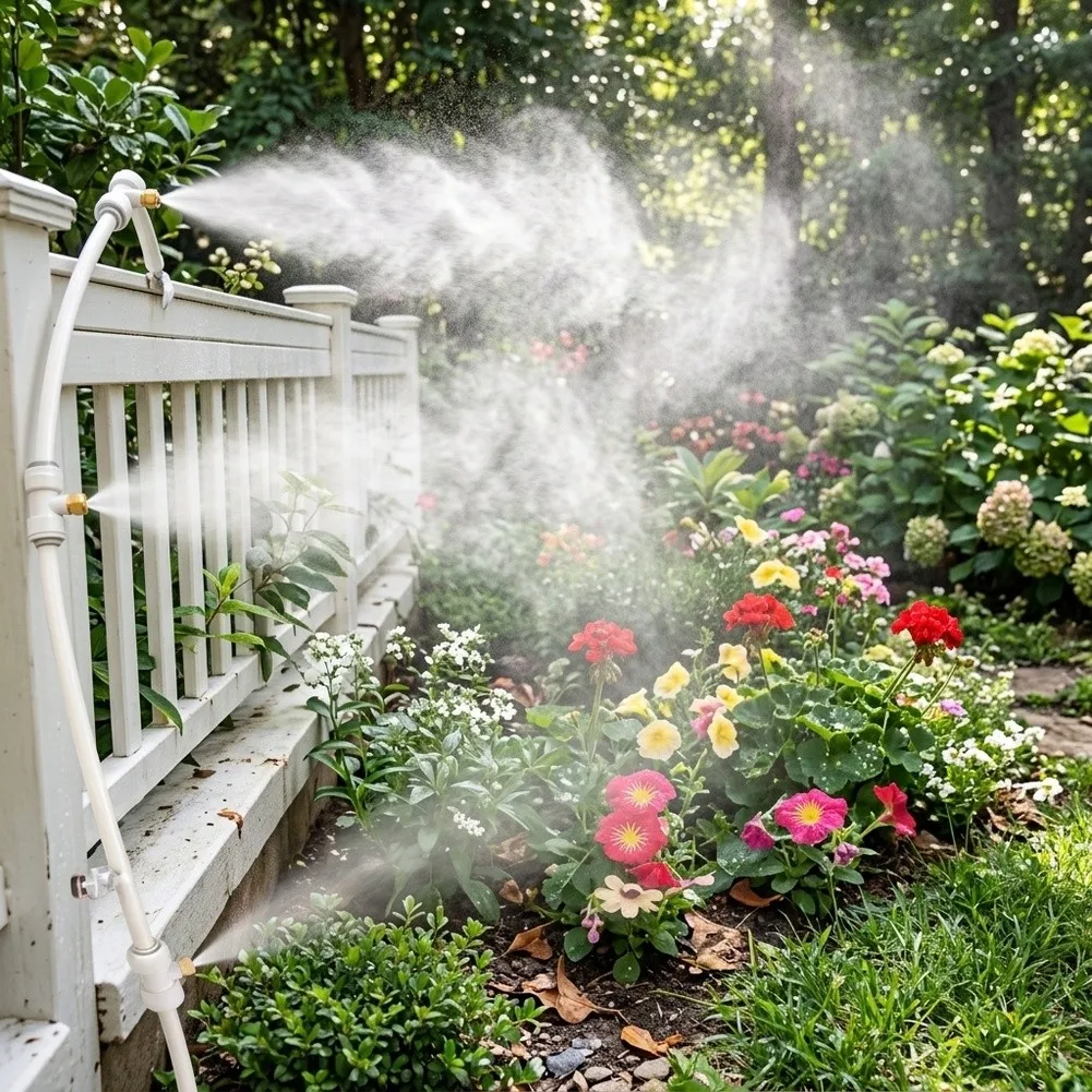 Misting System for Outdoor Garden For Greenhouse Water Fog Sprayer with 120m Hose and High Pressure Brass Nozzles