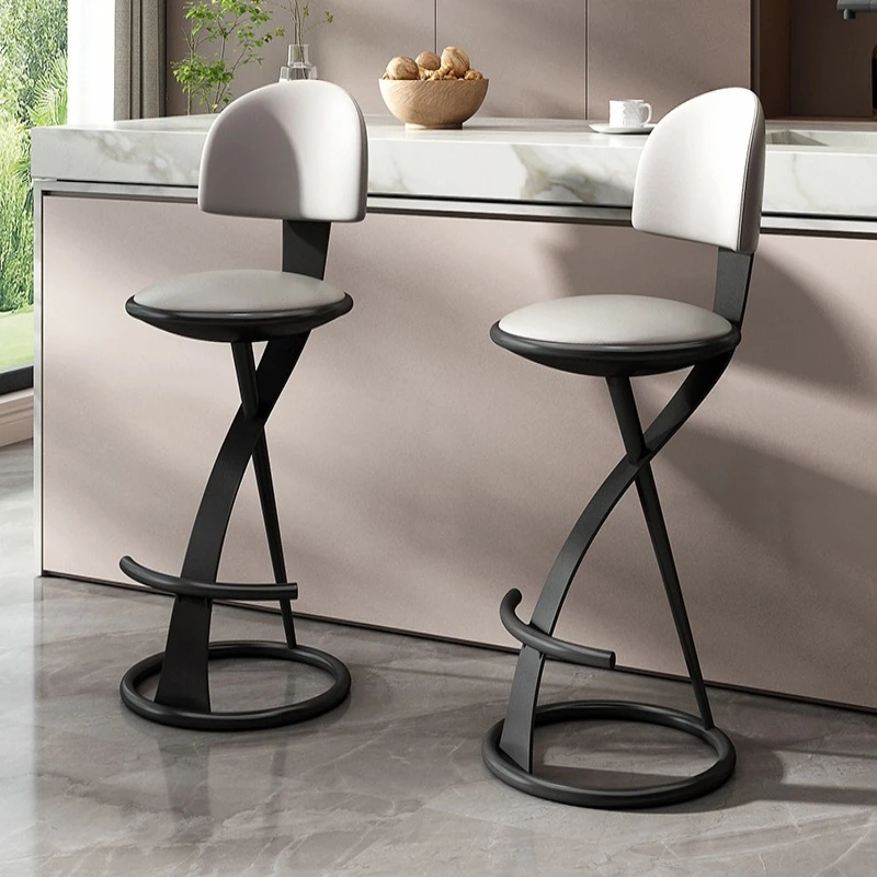 

Simple and luxurious modern bar chair Home backrest high legged stool Designer's high-end island style bar chair كرسي بار