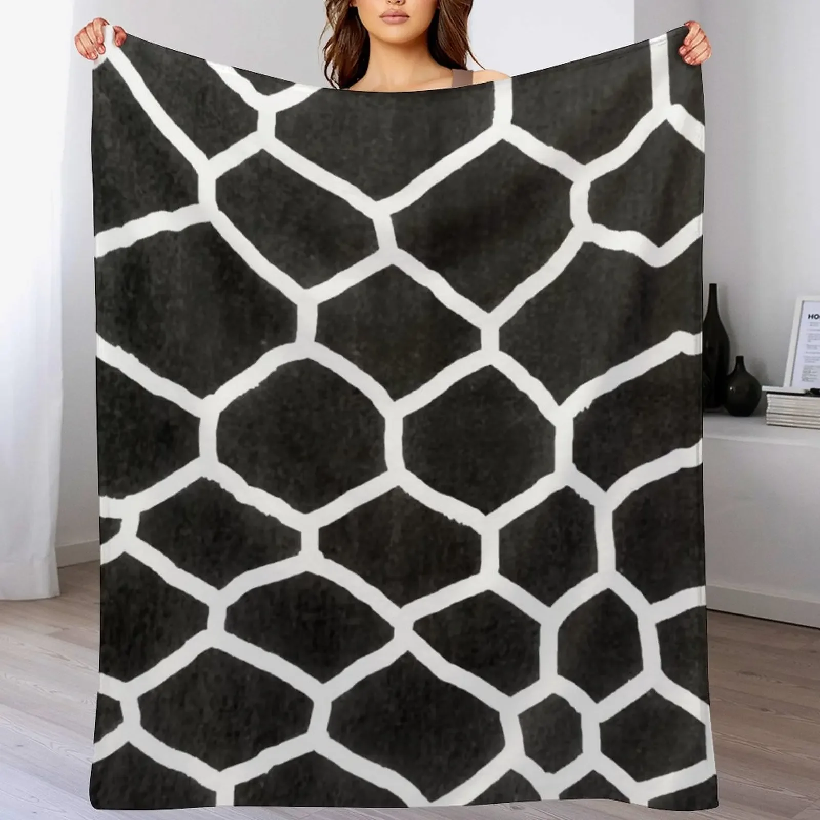 

Moroccan Black And White KilimBoho Pillows Throw Blanket Stylish Warm Blanket for Living Room Bedroom