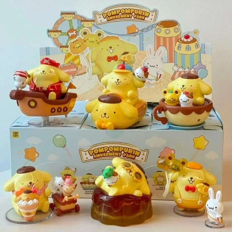 

Sanrio Pom Pom Purin Paradise Cartoon Blind Box Toptoy Cute Doll Desktop Ornament Model Trendy Toys Children Surprise Xmas Gifts