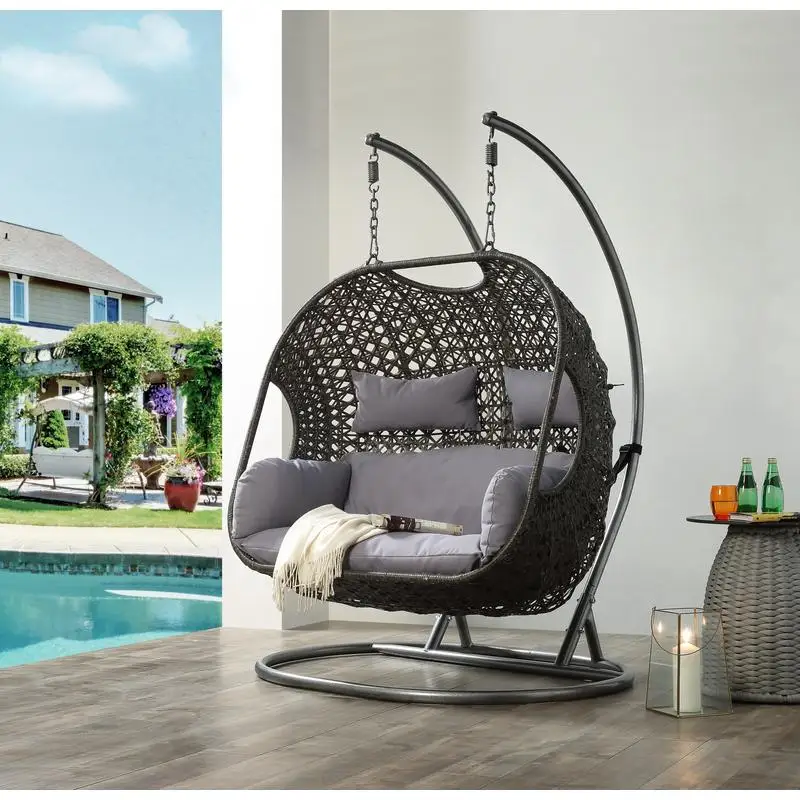 

Wicker Hanging Chair with Fabric Cushion for Indoor and Outdoor Use, Stylish & Comfortable, Perfect for Relaxation and Home