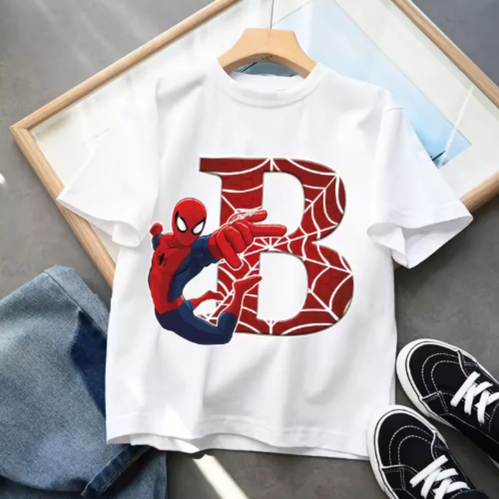 Summer Children's T-Shirt Fashionable And Cool Spider Man Cartoon Print Pure Cotton Round Neck Parent-Child Short Sleeved T-Shir