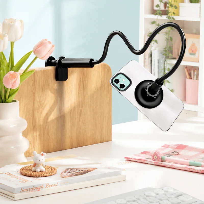 

Magnetic Phone Holder Desktop Universal, 2PCS Adjustable Long Arm Gooseneck Bracket for Bed, 2026 New Lazy Mobile Phone Stand