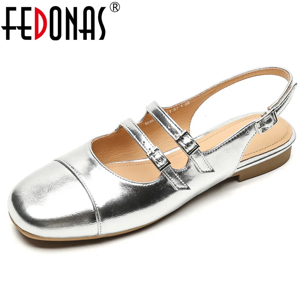 FEDONAS Loafers Shoes For Women Genuine Leather Slingbacks Summer Casual Shoes Woman 2024 Soft Comfort Flats Shoes