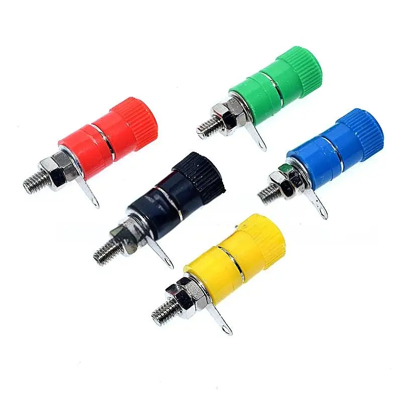 10pcs Terminal Block JS-910B - 4mm Banana Plug Socket Test Socket (Red, Black, Yellow, Blue, Green