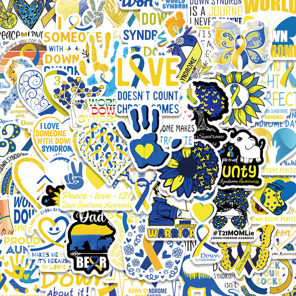  50pcs Love Charity Sticker Caring for Down Syndrome Decal For Phone Luggage Backpack Scrapbook Magazine Decoration Sticker 