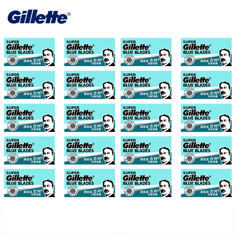 Gillette Super Blue-recambios de cuchillas de afeitar para hombre, cartuchos de cuchillas de afeitar de doble filo plateado de acero inoxidable, 50/100 Uds.