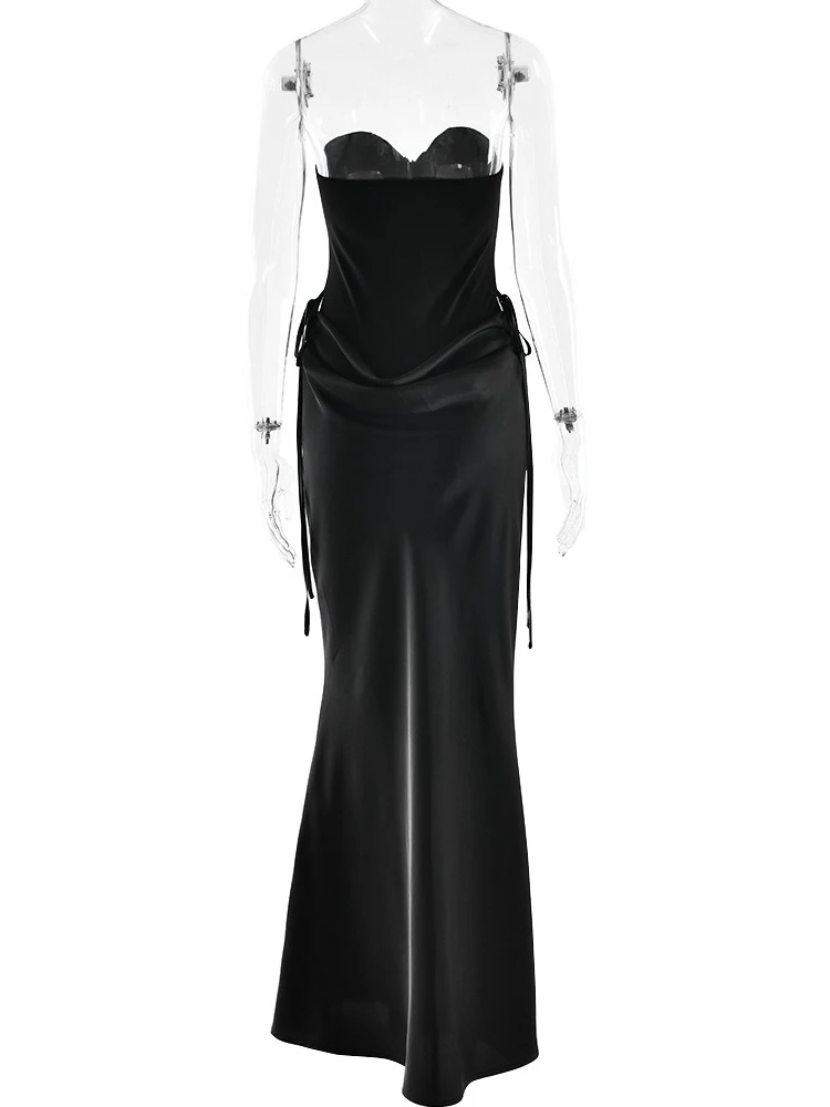 Sexy trägerloses, schulterfreies, langes Maxi-Wickelkleid für Damen, ärmellos, rückenfrei, Bandage, Abendparty-Kleider, elegante Ballkleider