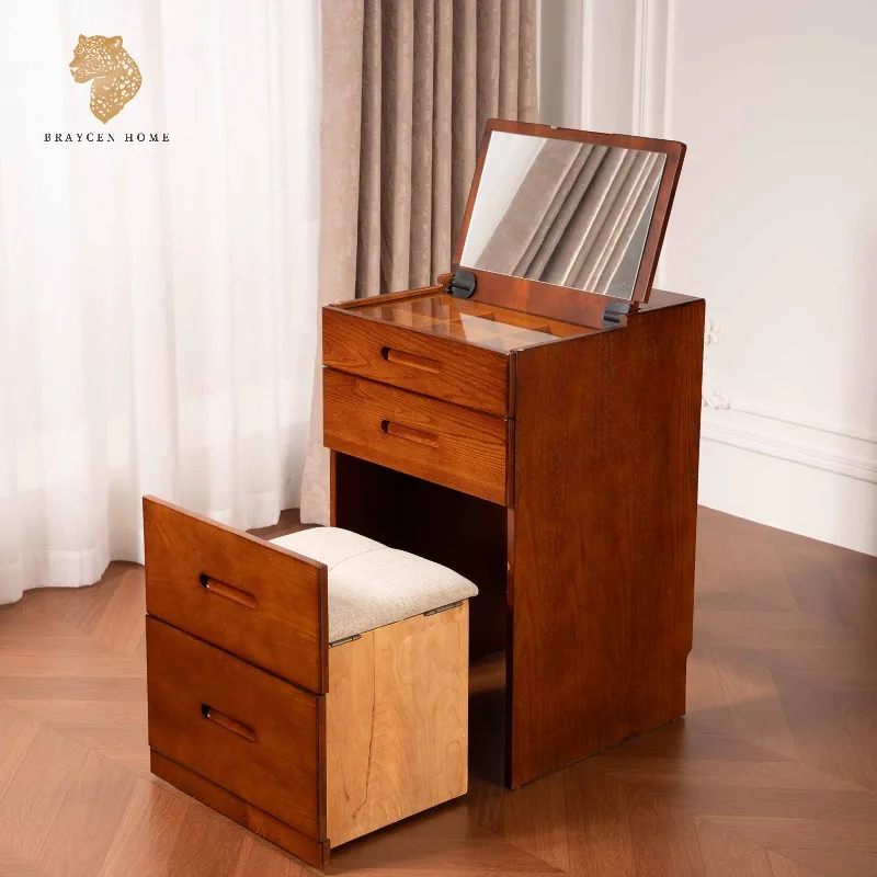 Nordic Style Console Table  Dressing Table Simple Multi-functional Flip Top Super Small Mirror Storage Cabinet Makeup Table
