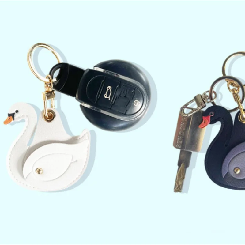 Leather Keychain Holder Case, Cute Protective Cover with Keyring, Anti-Scratch Finder GPS Tracker Case for Wallet Key, Bag, Pets