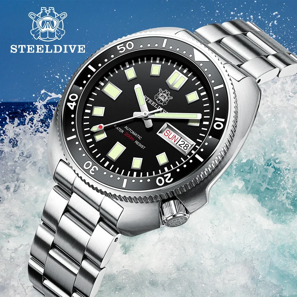 STEELDIVE  SD1970W  44mm Captain Willard Watch Dive Watches Sapphire Watch Men Automatic Wristwatch Turtle