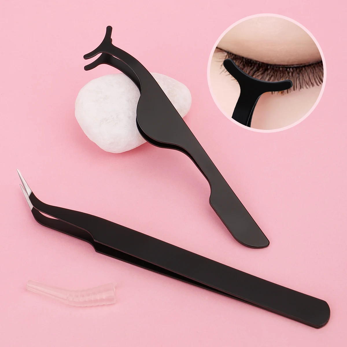 Juego de herramientas para pestañas de 3 uds con caja de almacenamiento, herramienta de asistencia para pestañas postizas y cepillo para pestañas, utilizado para peinar y injerto de pestañas