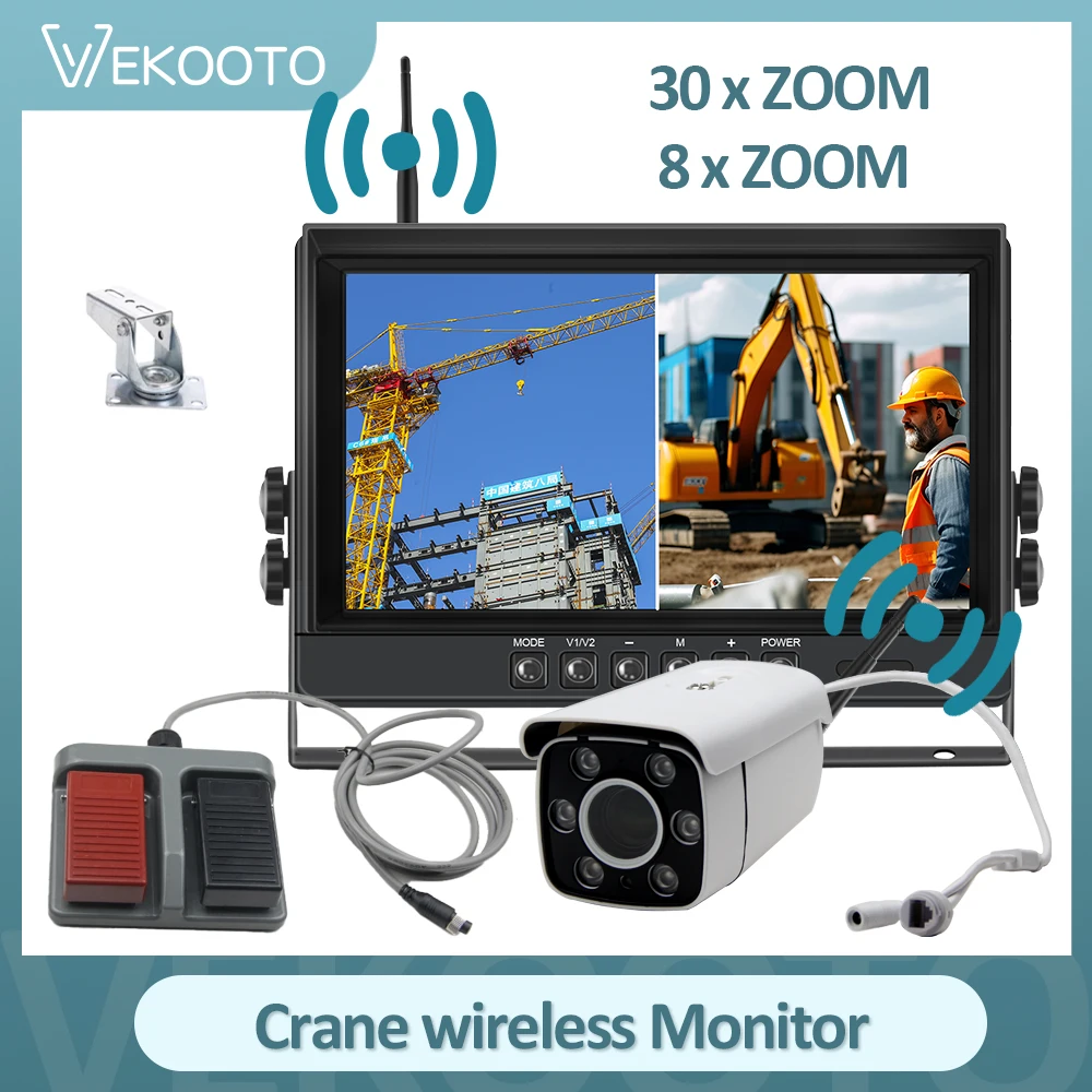 9 inch IPS Screen DVR Monitor 1080P 30x Optical Zoom Wireless Camera Hitch For crane/tower crane/forklift/Trailer/Truck