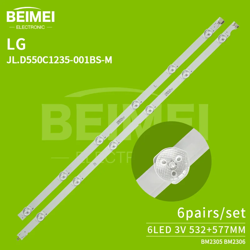 TV 백라이트 LED JL.D550C1235-001BS-M TV 백라이트 LED 스트립, LG 55UJ632 55UK6100PTA LED 6 + 6 쌍/세트