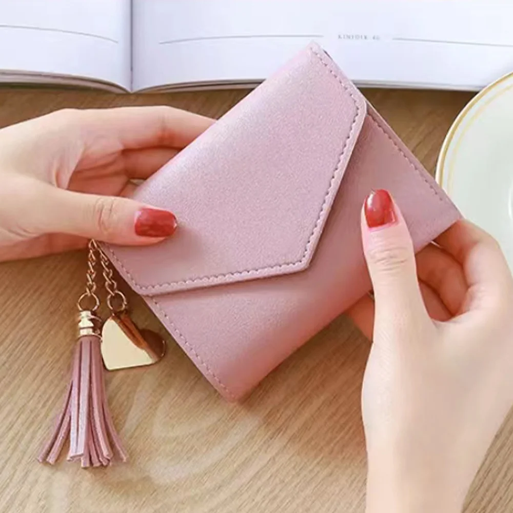 2023 New Women's Wallet Convenient Thin Square Purse Card Holder Foldable Portable Lady Coin Purses PU Leather Ladies Wallets