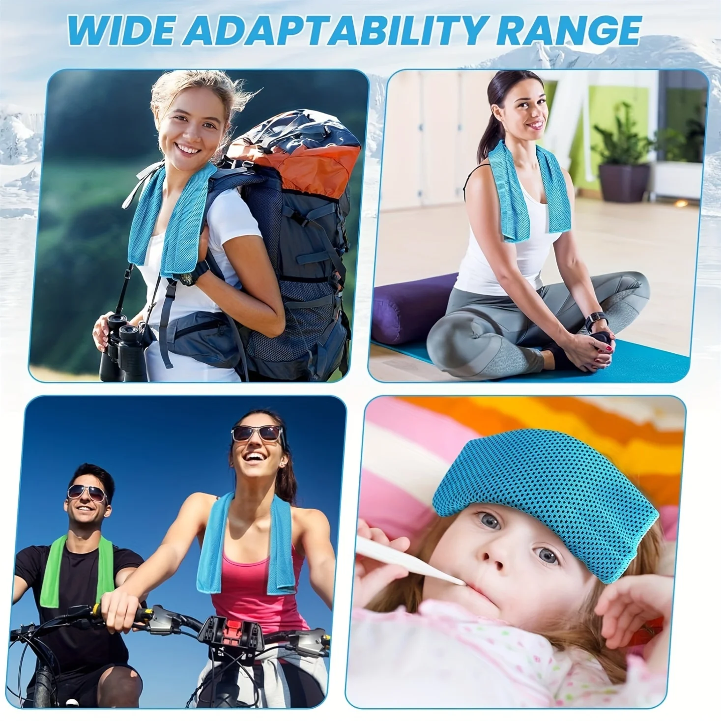 12Pcs Ice Towel for Neck Face, Soft Breathable Quick-Dry Microfiber, Cooling Sweat Absorbent Chilly Towel for Yoga Gym