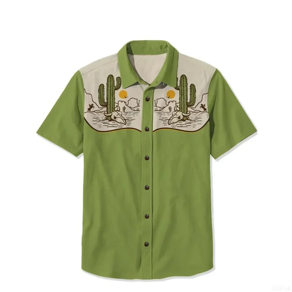 قميص رجالي الصيف موضة عادية قميص بأكمام قصيرة للرجال فضفاض تنفس قميص هاواي صيفي رجل ملابس رجالية عادية #2