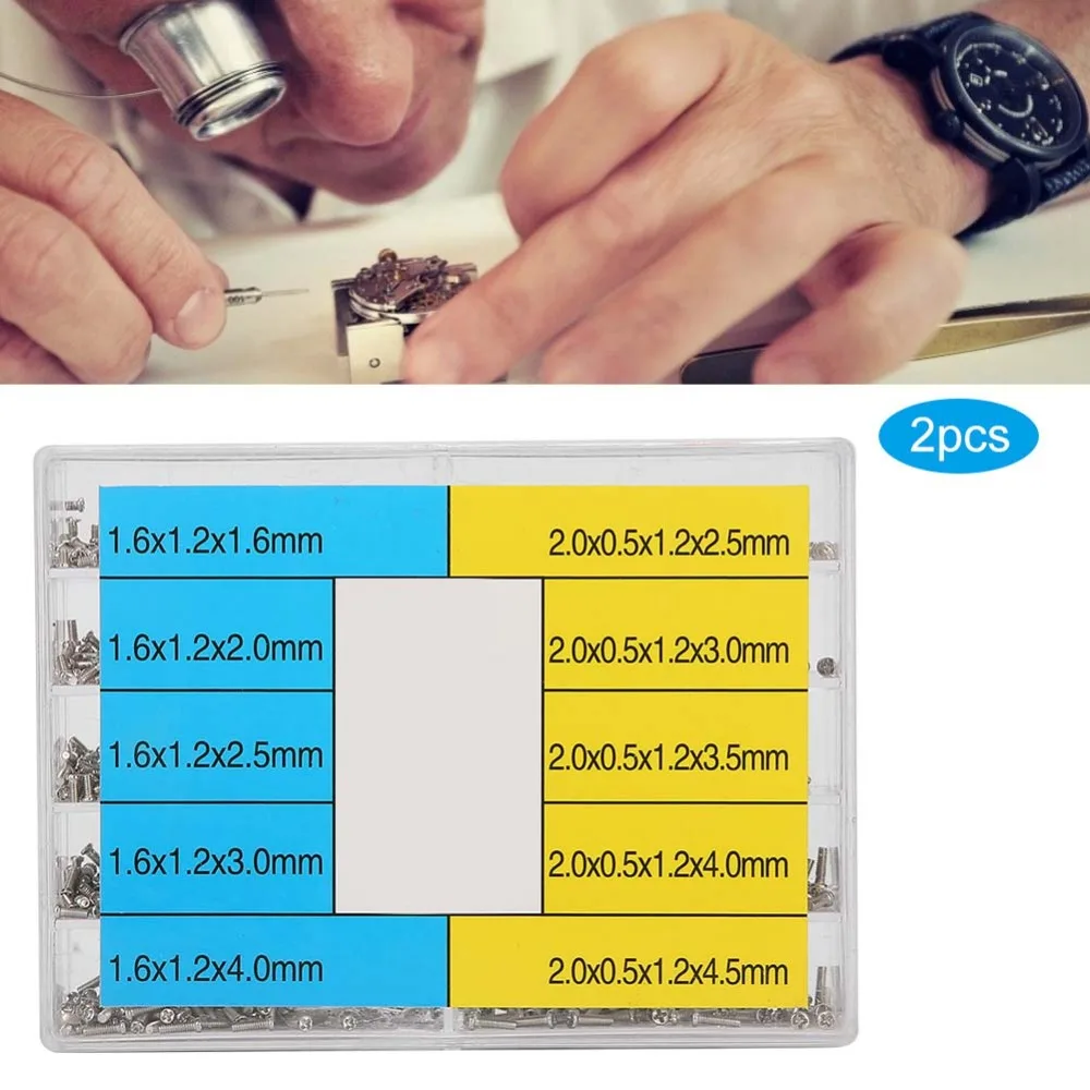 2 Boxes Stainless Steel Watch Screws Multi-size Cross Head Watch Accessories Boxed Assorted Repair Fasteners Maintenance
