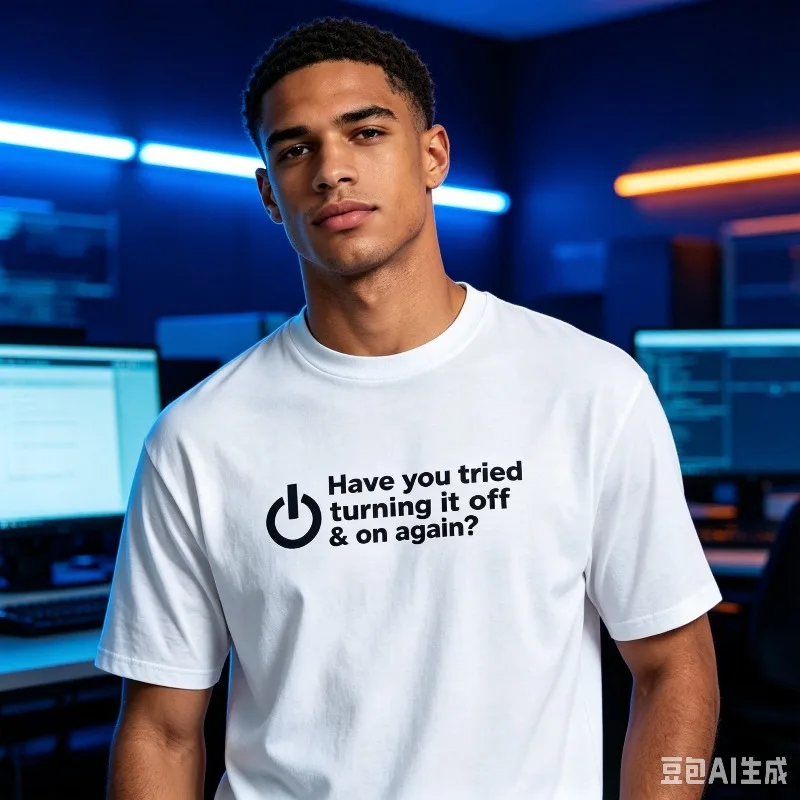 Have you tried turning it off & on again? IT Humor Graphic T-Shirt Modal Soft Crewneck Computer Tech Casual Streetwear Tee