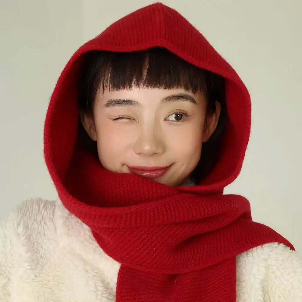 100% الصوف الكبير صوفي وشاح بيني القبعات الدافئة المعتاد هود بالاكلافا الشتاء قبعة يندبروف موضة النساء غطاء حماية الأذن