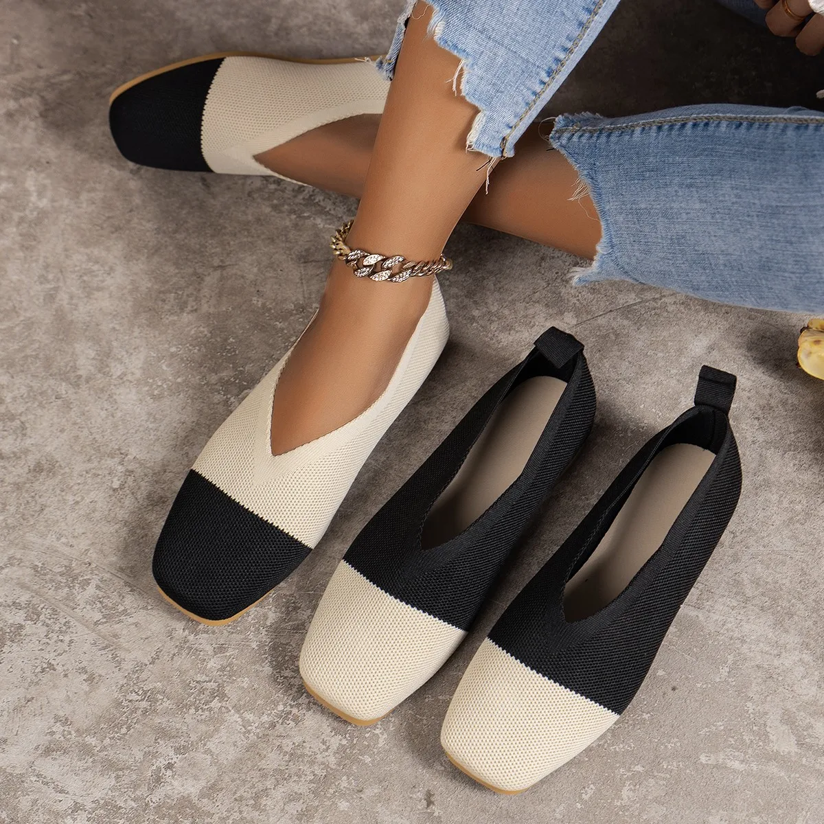 

Women Flats Shoes 2024 Summer Pointed Toe Loafers Patchwork Slip on Ballerina Walking Ballet Shoes for Women Zapatos De Mujer