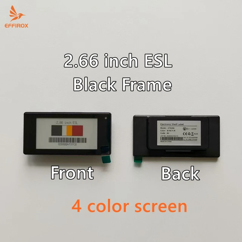 2,66 Zoll 4-farbige elektronische Regaletiketten mit schwarzem Rahmen, digitale Preisschilder, Eink Epaper-Bildschirm-Regaletiketten, ESL-Tags
