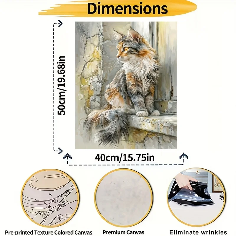 (Professional Art Use)1pc Adult Paint by Numbers Kit, Including Acrylic Paints, Canvas, 3 Paintbrushes, And Instruction Manual,