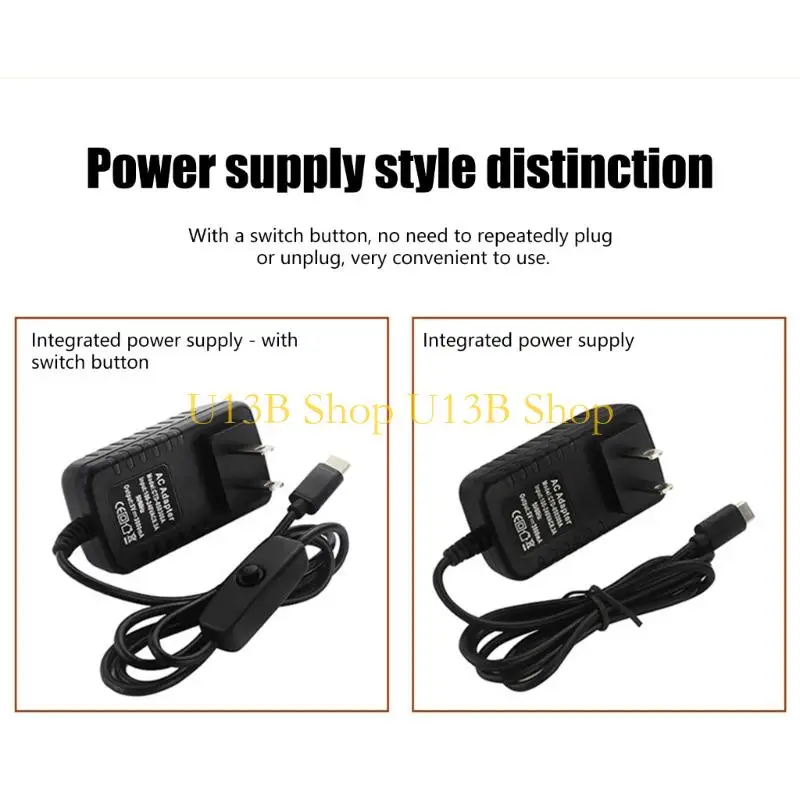 U13B Power Supply Adapter USB C Connector 5V3A Output Overheats Preventions