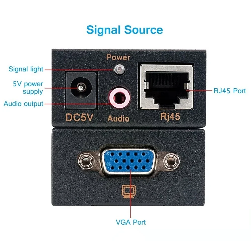 VGA Extender with Audio over Cat5/6 Cable Up To 100M VGA to RJ45 Ethernet Video Audio Converter Extender for PC Laptop Projector