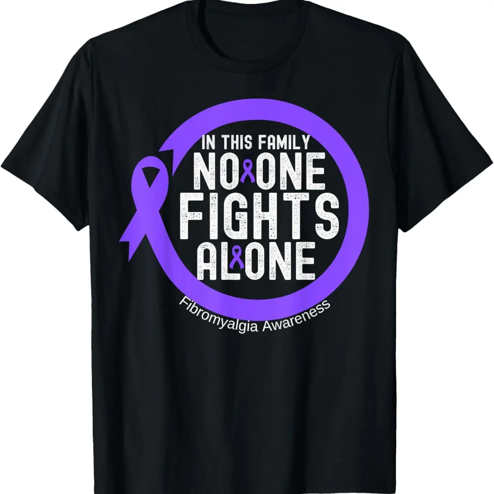 Premium Comfort In This Family No one Fight Alone Fibromyalgia Awareness T Shirt vintage Washed streetwear Stylish graphic Soft
