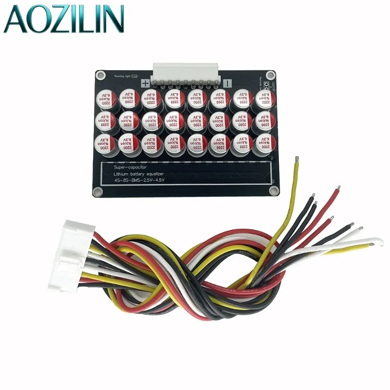 AOZILIN 4S-8S Lithium Battery Active Equalizer 5A Capacitor Energy Transfer Balance Board For Li-ion LiFePO4 Battery