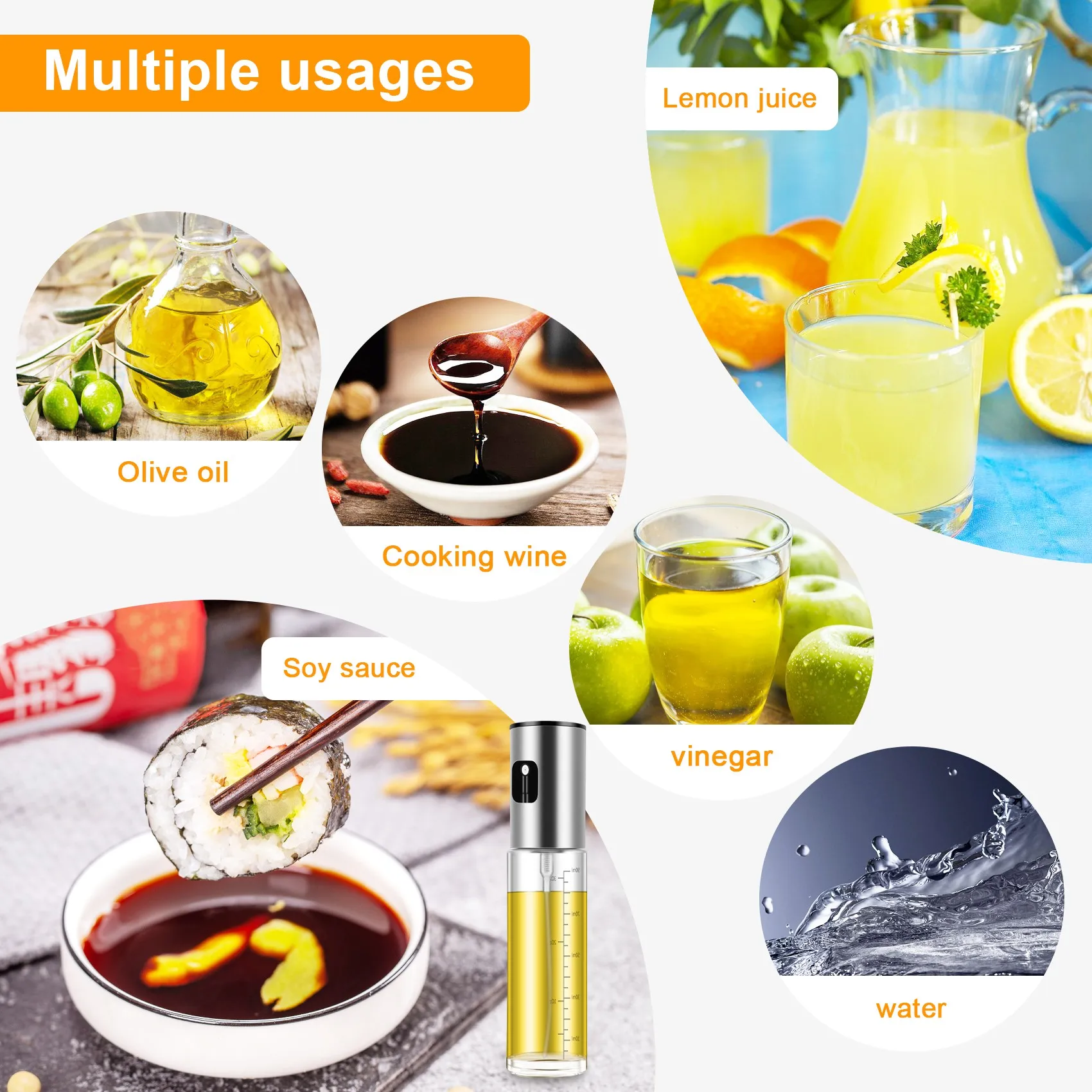 

2PCS Press Type Oil Bottle For Cooking Spray Bottle Oil Mister For Air Fryer Cooking Oil Sprayer