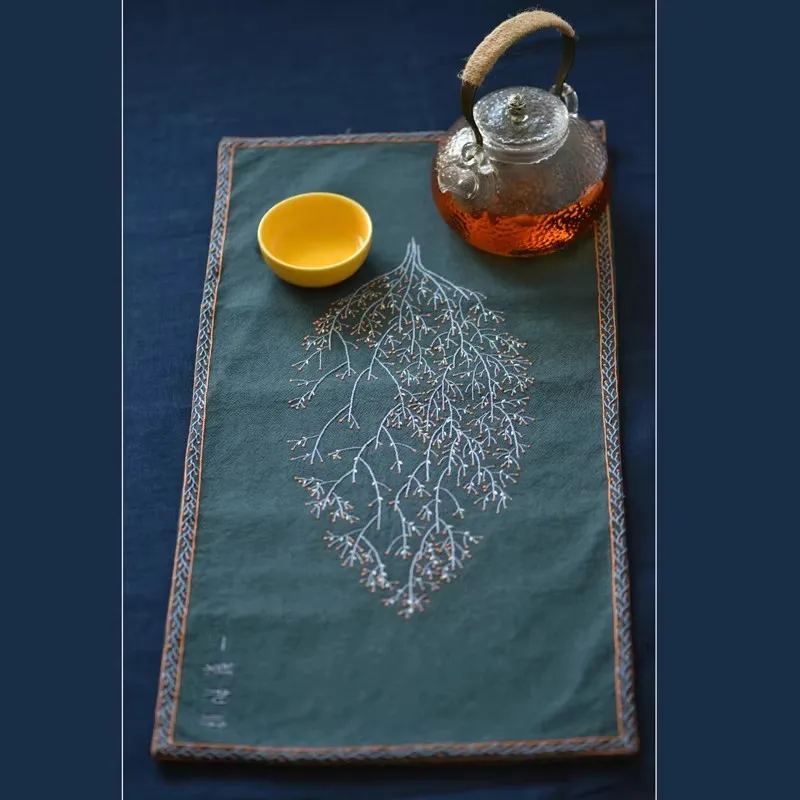 Beginner-Friendly Large Tea Mat Embroidery Kit -30x60cm, All-in-One Set Create Your Own Chaxi Table Runner