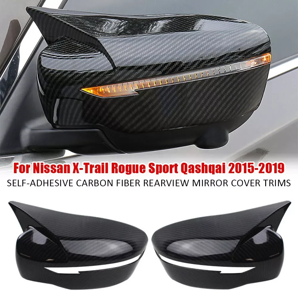 For Nissan Qashqai X-Trail Murano Rogue Pathfinder 2015-2019 Car Rearview Side Mirror Cover Wing Cap Rear View Case Trim Sticker